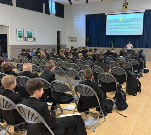 Jemma delivering at Ashfield Boys High School